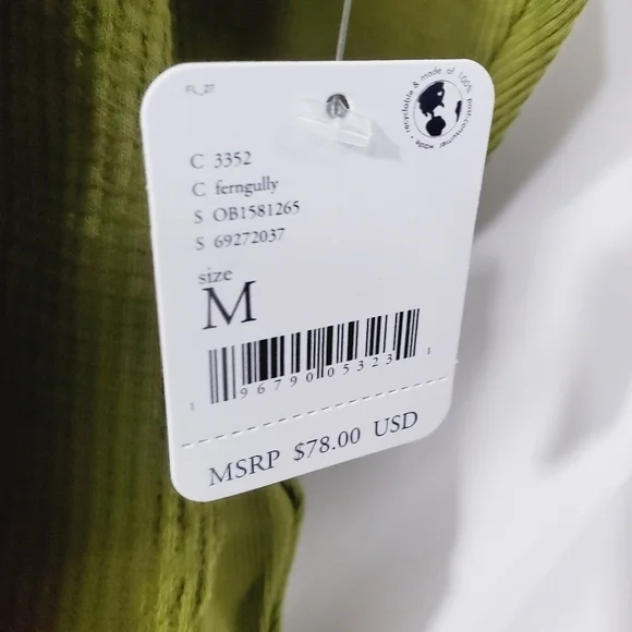 Free People Santa Clara Thermal Waffle knit long sleeve Dolman in Ferngully NWT - Picture 10 of 13